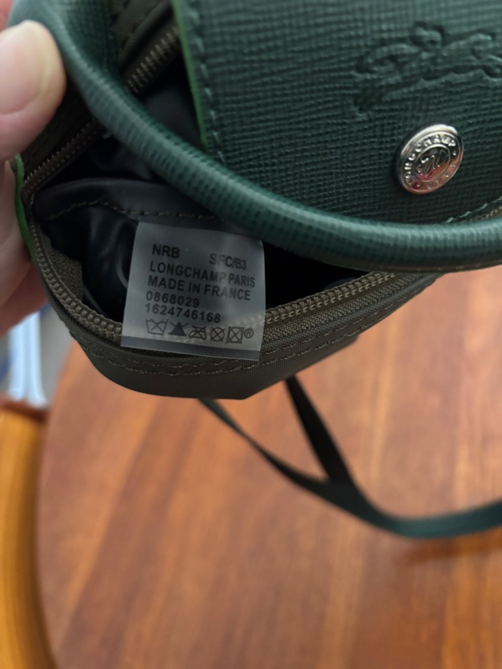 Longchamp Small Crossbody in Dark Green with Lime Accents - Picture 8 of 10